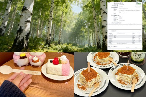 Compostable certification and FSC logo next to jiaxun wooden cutlery in a restaurant setting, enabling green branding Compostable certification and FSC logo next to jiaxun wooden cutlery in a restaurant setting, enabling green branding